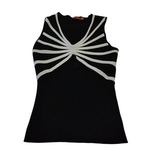 Belldini Woman's Petite Large Sleeveless Top Black White